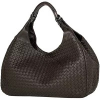 Bottega Veneta Intrecciato Campana Shoulder Bag Woven Nappa Leather Brown